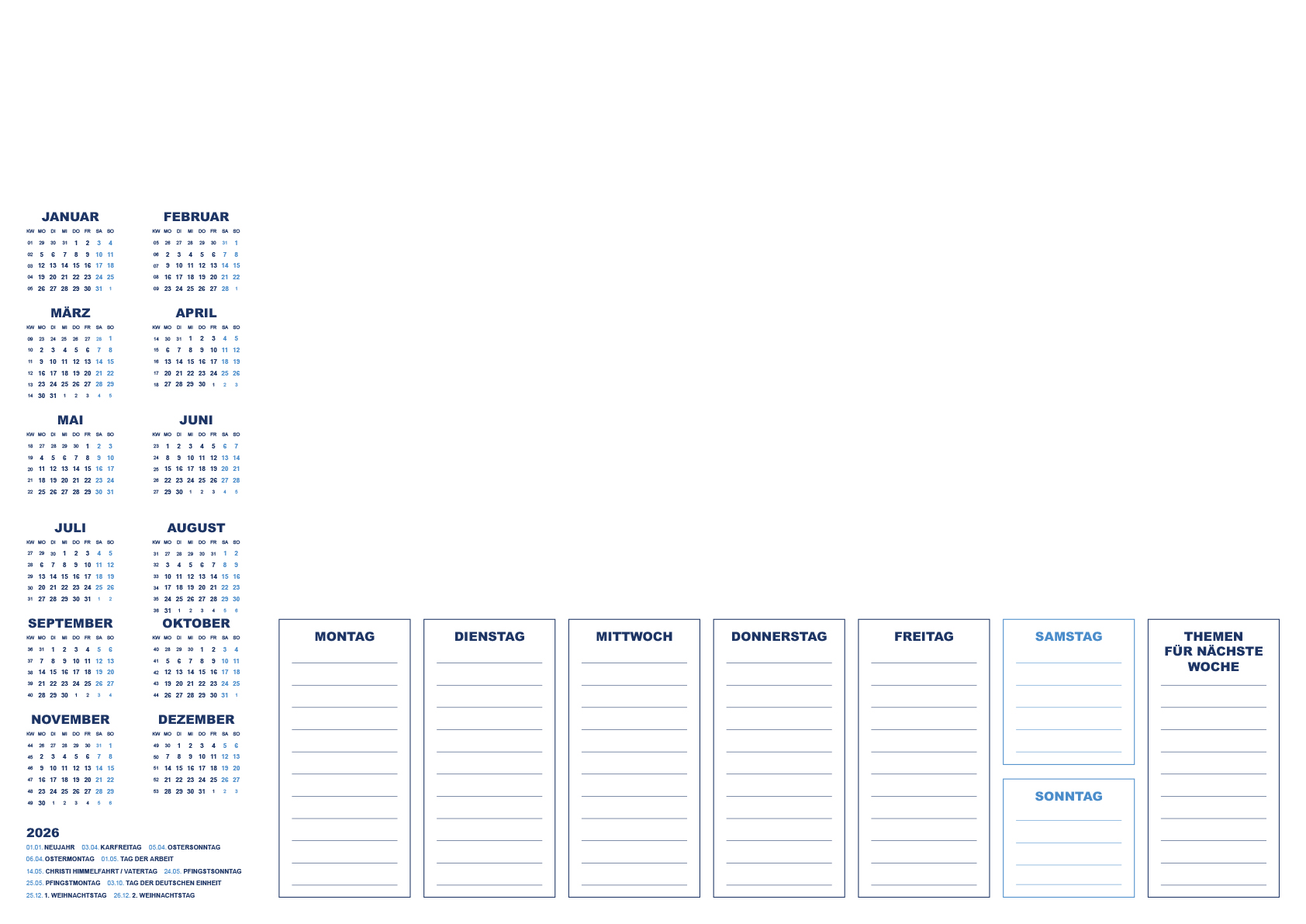 Druckvorlage Schreibtischunterlage 2025 herunterladen