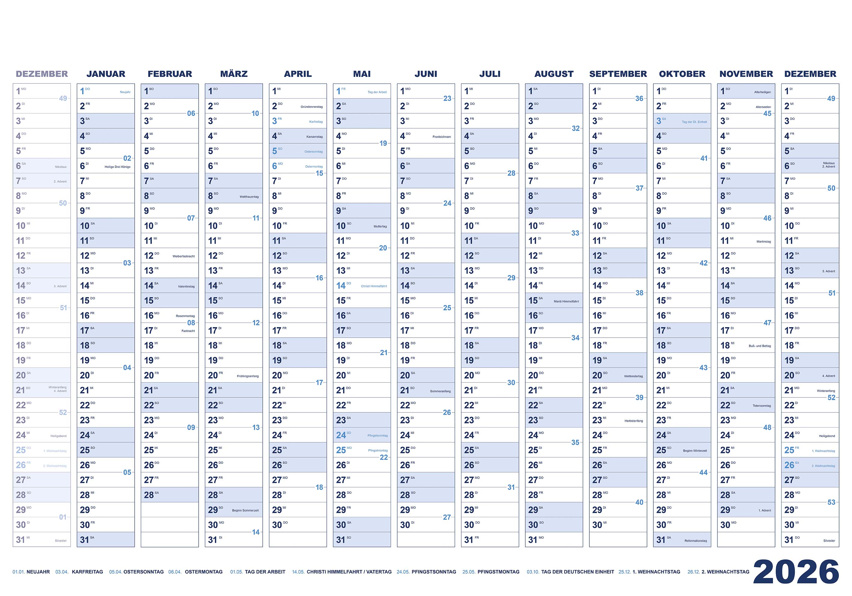 Druckvorlage Wandplaner 2025 herunterladen